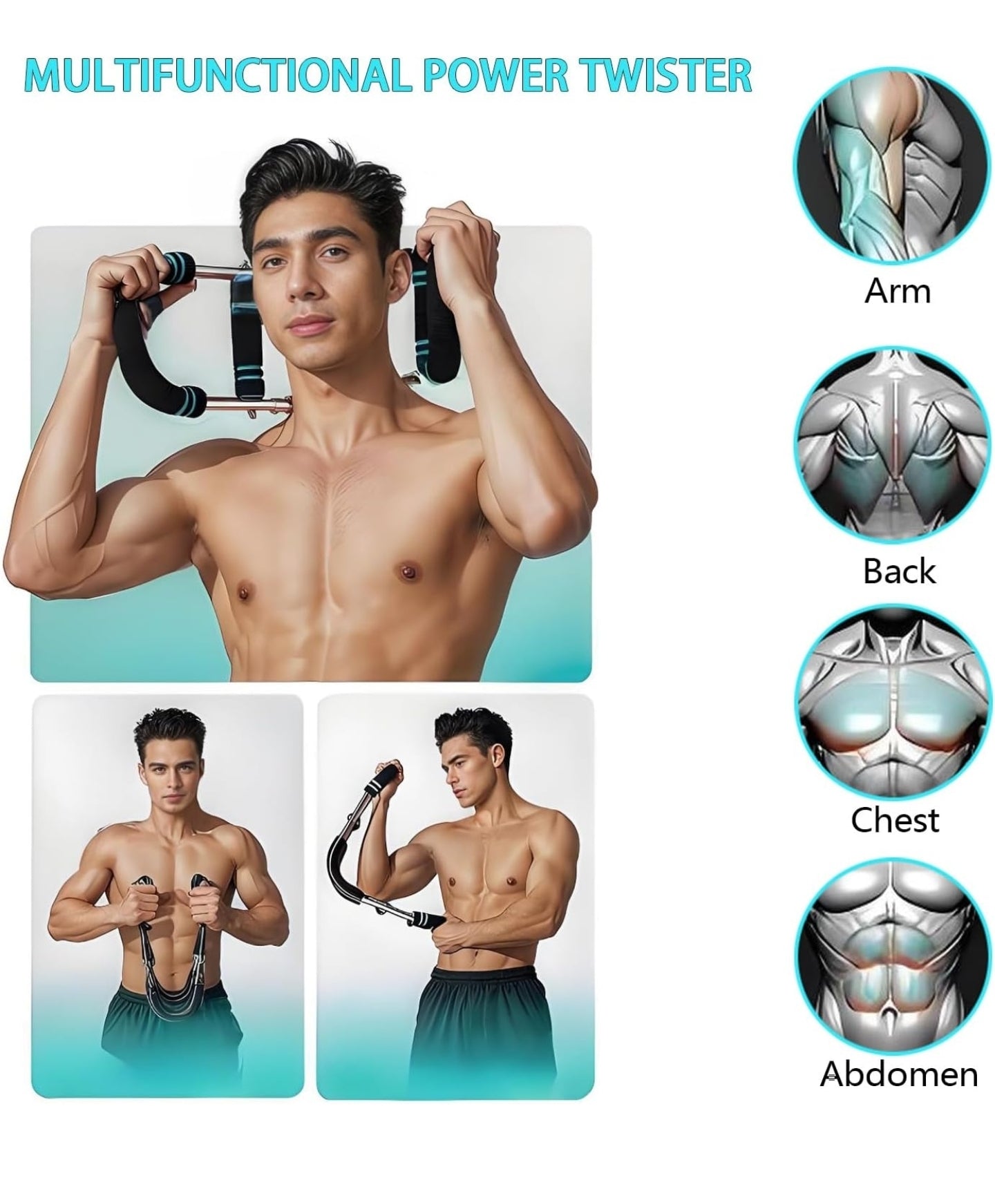 Twister Arm Exerciser Chest Workout, Portable Power Twister Bar, Muscular Strength Enhancer, Thigh Master Trainer Men,at Home Fitness Equipment